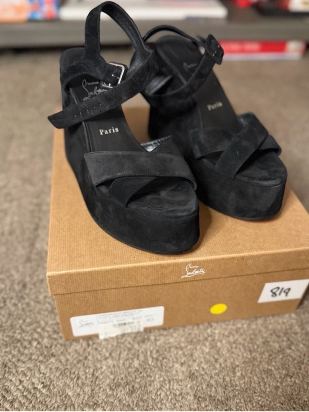 Christian Louboutin Supramariza 130MM Velvet Wedges - Picture 3 of 5